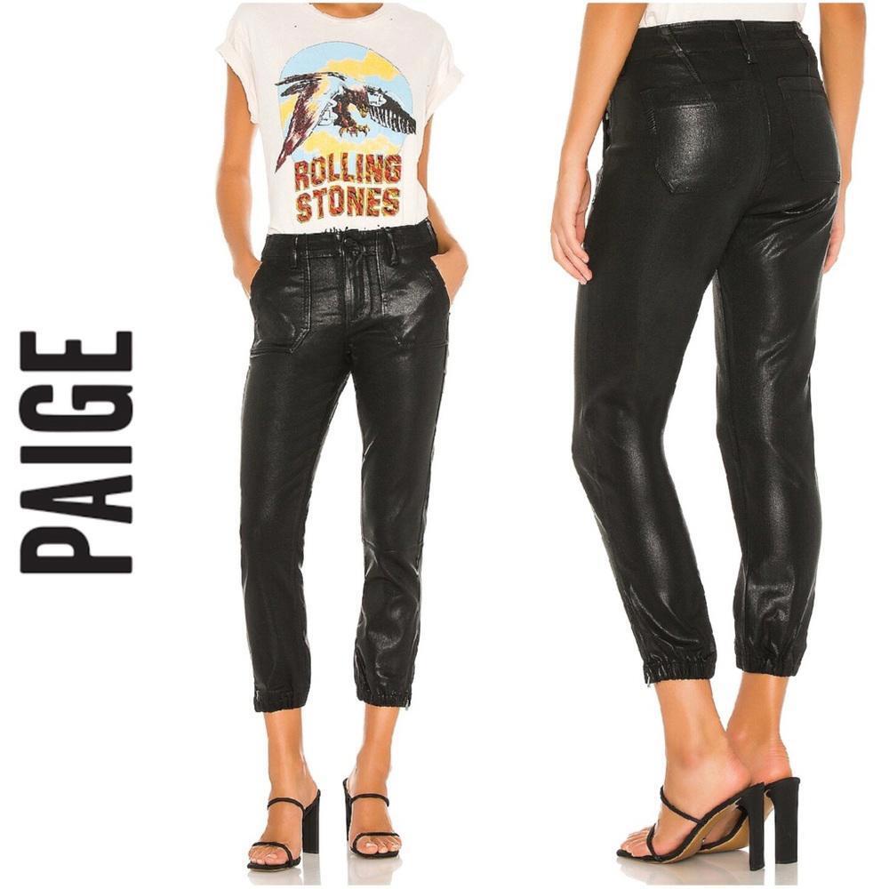 NWT PAIGE | SZ 23 - 27 | Mayslie Joggers Black Coated Cropped Jeans - Picture 9 of 9